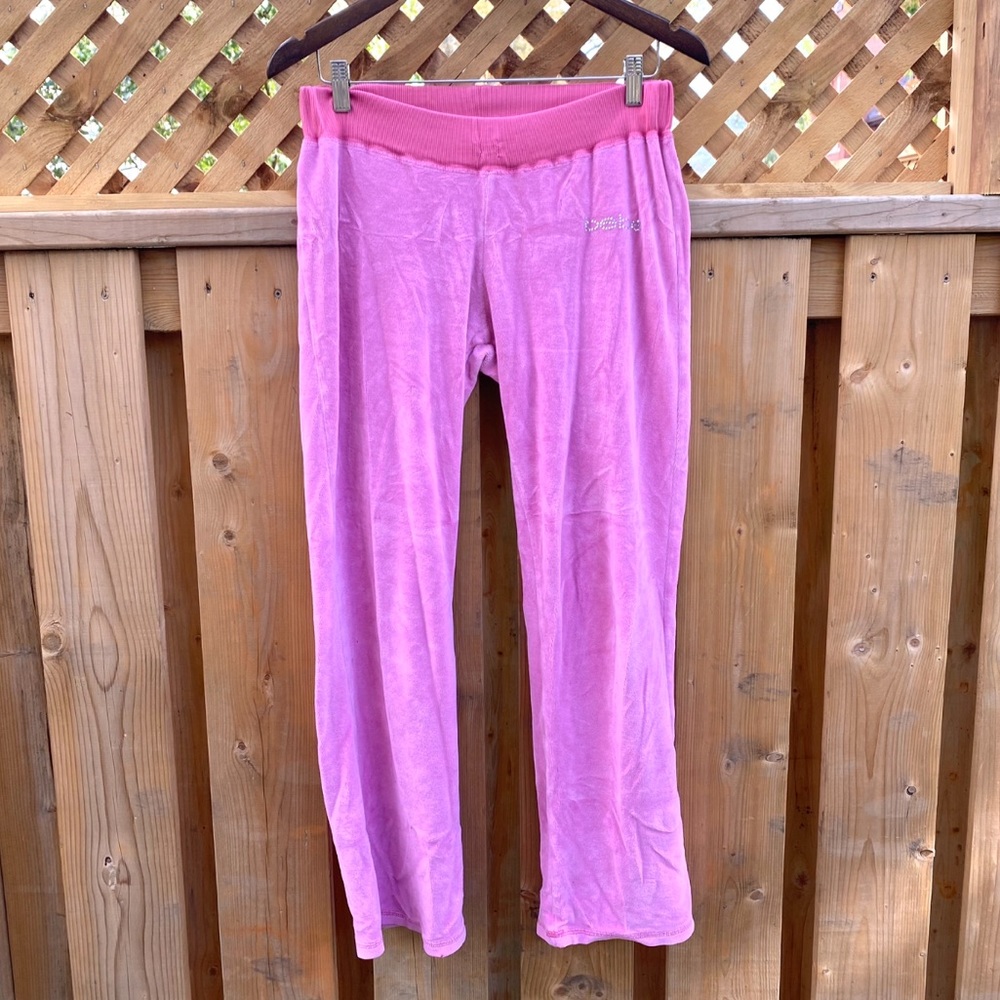 Bebe Women Pink Velour Jogging Bottoms Size L